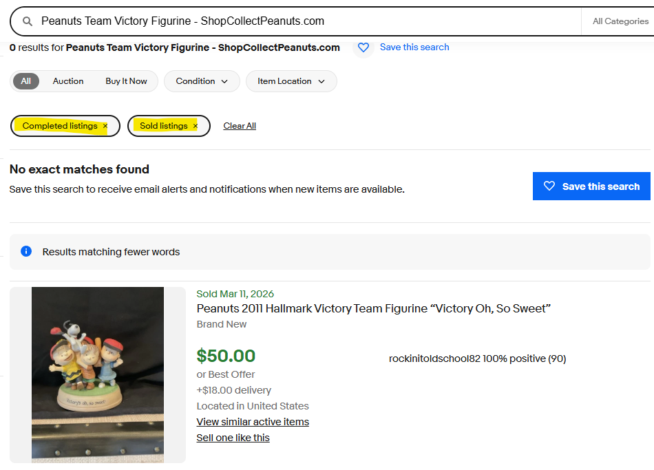 Pressing "Open eBay Sold Comps" will open eBay in the browser with completed and sold filters